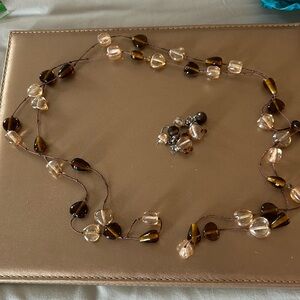 Beautiful brown and clear matching necklace and earrings